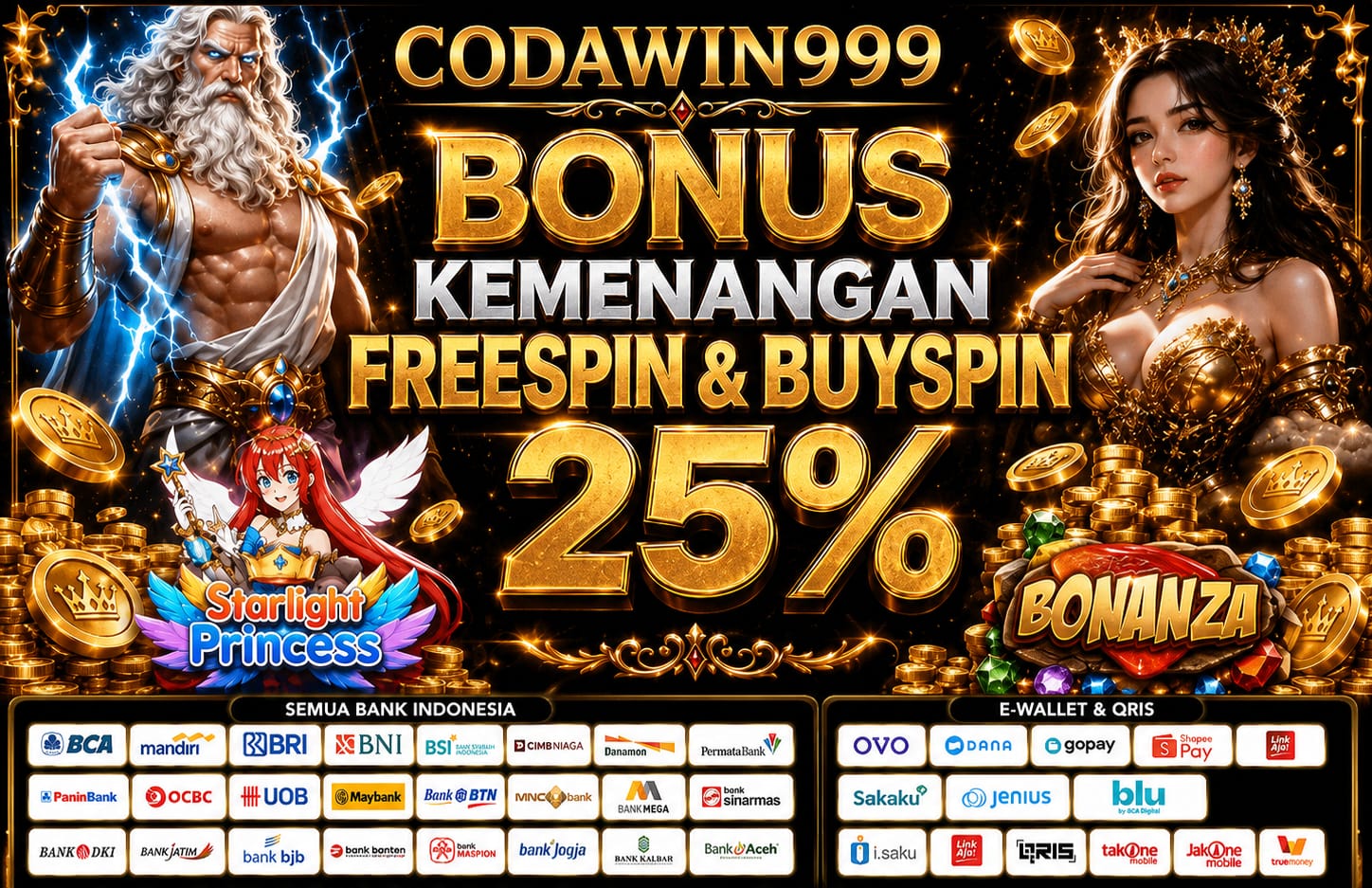 DOUBLE UNTUNG ! BONUS KEMENANGAN FREESPIN & BUYSPIN 25%
